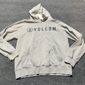 Volcom Hoodie Mens Medium Gray Logo Pullover Sweatshirt Fleece Casual Skate